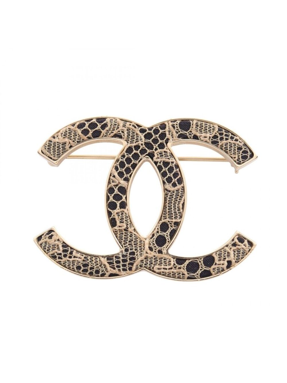 Chanel Brooch CC Logo Lace